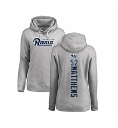 Football Women's Los Angeles Rams #52 Clay Matthews Ash Backer Pullover Hoodie