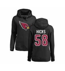 Football Women's Arizona Cardinals #58 Jordan Hicks Black Name & Number Logo Pullover Hoodie