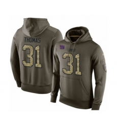 Football Men's New York Giants #31 Michael Thomas Green Salute To Service Pullover Hoodie