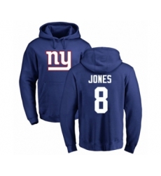 Football New York Giants #8 Daniel Jones Royal Blue Name & Number Logo Pullover Hoodie