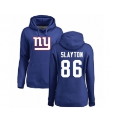 Football Women's New York Giants #86 Darius Slayton Royal Blue Name & Number Logo Pullover Hoodie