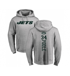 Football New York Jets #34 Brian Poole Ash Backer Pullover Hoodie