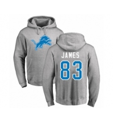 Football Detroit Lions #83 Jesse James Ash Name & Number Logo Pullover Hoodie