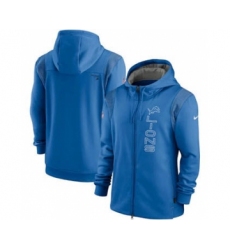 Men's Detroit Lions 2021 Blue Sideline Team Performance Full-Zip Hoodie