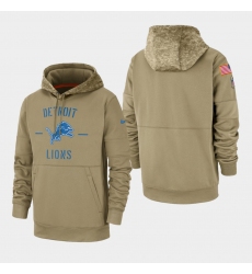 Men's Detroit Lions Tan 2019 Salute to Service Sideline Therma Pullover Hoodie