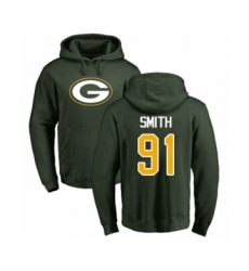 Football Green Bay Packers #91 Preston Smith Green Name & Number Logo Pullover Hoodie