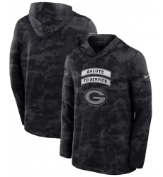 Men's Green Bay Packers Black 2026 Salute to Service Sideline Lightweight Dri-FIT Long Sleeve Hoodie