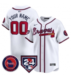 Men's Atlanta Braves Customized White 2024 Spring Training Patch Limited Stitched Baseball Jersey