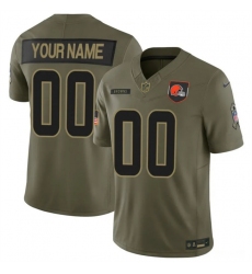 Men's Cleveland Browns Active Player Custom Olive 2025 F.U.S.E. Salute to Service Limited Stitched Football Jersey