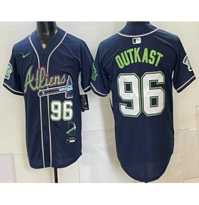 Men's Atlanta Braves #96 Outkast Navy Galaxy With Outkast Vapor Limited Stitched Jersey