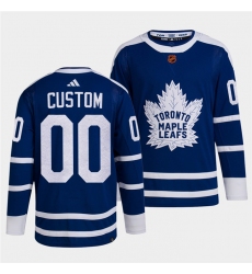 Men's Toronto Maple Leafs Black Custom Blue 2022 Reverse Retro Stitched Jersey