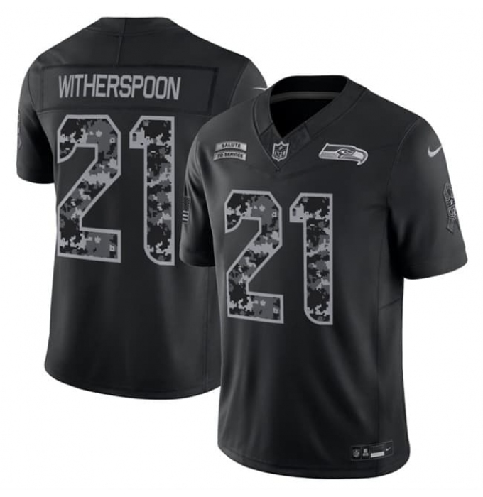 Men's Seattle Seahawks #21 Devon Witherspoon Black 2026 F.U.S.E. Salute to Service Limited Football Stitched Jersey