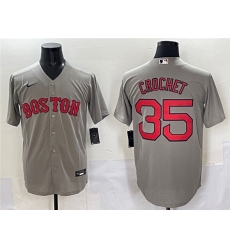 Men's Boston Red Sox #35 Garrett Crochet Gray Cool Base Stitched Baseball Jersey