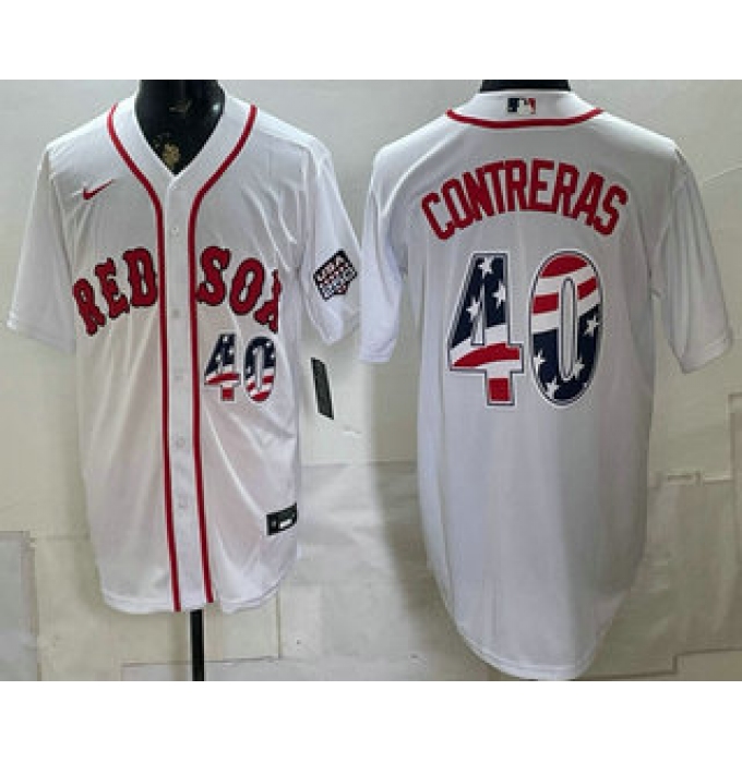 Men's Boston Red Sox #40 Willson Contreras White 2026 USA 250 Fourth of July Home Stitched Jersey