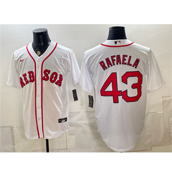 Men's Boston Red Sox #43 Ceddanne Rafaela White Cool Base Stitched Baseball Jersey