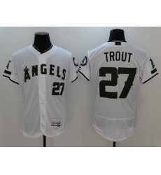 Men's Los Angeles Angels of Anaheim #27 Mike Trout Authentic White-Green Independent Jersey