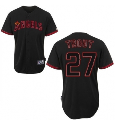 Men's Majestic Los Angeles Angels of Anaheim #27 Mike Trout Replica Black Fashion MLB Jersey