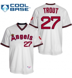 Men's Majestic Los Angeles Angels of Anaheim #27 Mike Trout Replica White 1980 Turn Back The Clock MLB Jersey