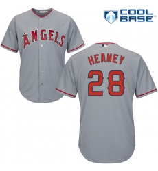 Men's Majestic Los Angeles Angels of Anaheim #28 Andrew Heaney Replica Grey Road Cool Base MLB Jersey