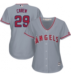 Women's Majestic Los Angeles Angels of Anaheim #29 Rod Carew Authentic Grey Road Cool Base MLB Jersey