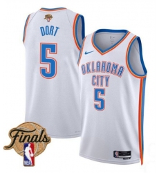 Men's Oklahoma City Thunder #5 Luguentz Dort White 2025 Association Edition Stitched Basketball Jersey