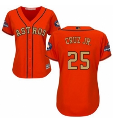 Women's Majestic Houston Astros #25 Jose Cruz Jr. Authentic Orange Alternate 2018 Gold Program Cool Base MLB Jersey