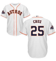 Youth Majestic Houston Astros #25 Jose Cruz Jr. Replica White Home 2017 World Series Champions Cool Base MLB Jersey