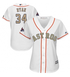 Women's Majestic Houston Astros #34 Nolan Ryan Authentic White 2018 Gold Program Cool Base MLB Jersey