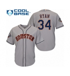 Youth Houston Astros #34 Nolan Ryan Authentic Grey Road Cool Base 2019 World Series Bound Baseball Jersey