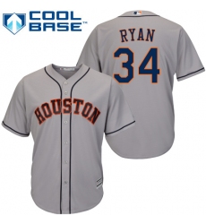 Youth Majestic Houston Astros #34 Nolan Ryan Authentic Grey Road Cool Base MLB Jersey