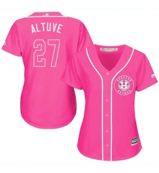 Women's Majestic Houston Astros #27 Jose Altuve Authentic Pink Fashion Cool Base MLB Jersey