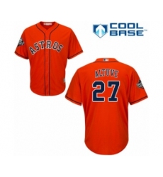 Youth Houston Astros #27 Jose Altuve Authentic Orange Alternate Cool Base 2019 World Series Bound Baseball Jersey