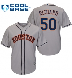 Men's Majestic Houston Astros #50 J.R. Richard Replica Grey Road Cool Base MLB Jersey