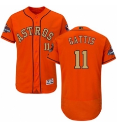 Men's Majestic Houston Astros #11 Evan Gattis Orange Alternate 2018 Gold Program Flex Base Authentic Collection MLB Jersey