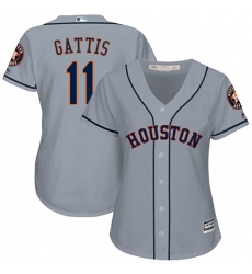 Women's Majestic Houston Astros #11 Evan Gattis Replica Grey Road Cool Base MLB Jersey
