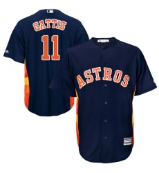 Youth Majestic Houston Astros #11 Evan Gattis Replica Navy Blue Alternate Cool Base MLB Jersey