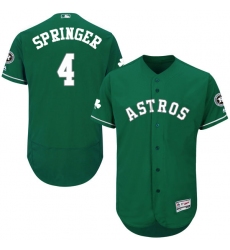 Men's Majestic Houston Astros #4 George Springer Green Celtic Flexbase Authentic Collection MLB Jersey