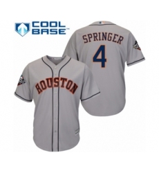 Youth Houston Astros #4 George Springer Authentic Grey Road Cool Base 2019 World Series Bound Baseball Jersey