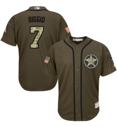 Men's Majestic Houston Astros #7 Craig Biggio Authentic Green Salute to Service MLB Jersey