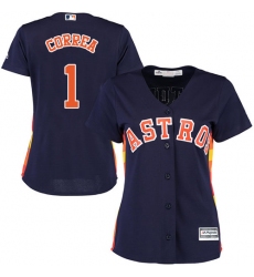 Women's Majestic Houston Astros #1 Carlos Correa Authentic Navy Blue Alternate Cool Base MLB Jersey