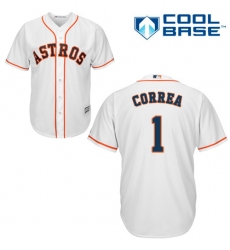 Youth Majestic Houston Astros #1 Carlos Correa Replica White Home Cool Base MLB Jersey