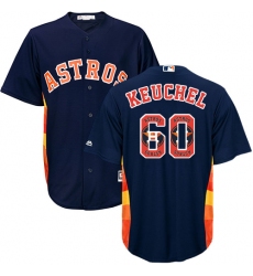 Men's Majestic Houston Astros #60 Dallas Keuchel Authentic Navy Blue Team Logo Fashion Cool Base MLB Jersey