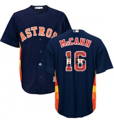 Men's Majestic Houston Astros #16 Brian McCann Authentic Navy Blue Team Logo Fashion Cool Base MLB Jersey