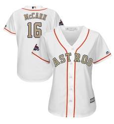 Women's Majestic Houston Astros #16 Brian McCann Authentic White 2018 Gold Program Cool Base MLB Jersey