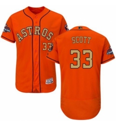 Men's Majestic Houston Astros #33 Mike Scott Orange Alternate 2018 Gold Program Flex Base Authentic Collection MLB Jersey