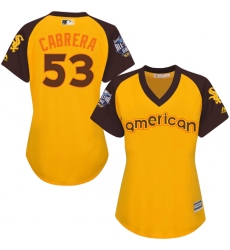 Women's Majestic Chicago White Sox #53 Melky Cabrera Authentic Yellow 2016 All-Star American League BP Cool Base MLB Jersey