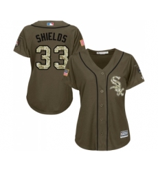 Women's Majestic Chicago White Sox #33 James Shields Authentic Green Salute to Service MLB Jerseys
