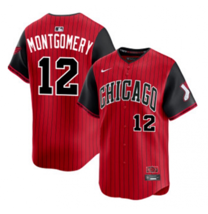 Men's Chicago White Sox #12 Colson Montgomery Red Black 2025 City Connect Limited Stitched Baseball Jersey
