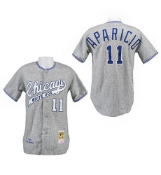 Men's Mitchell and Ness 1969 Chicago White Sox #11 Luis Aparicio Authentic Grey Throwback MLB Jersey