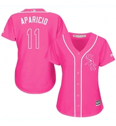 Women's Majestic Chicago White Sox #11 Luis Aparicio Authentic Pink Fashion Cool Base MLB Jersey